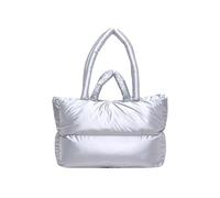 Generisch Borsa da donna elegante e minimalista crossbody in tinta unita con texture morbida in cotone per tutti i giorni e i viaggi, argento, Taglia unica