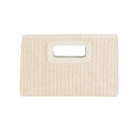 Generisch Borsa da donna piccola paglia pochette da viaggio, borsa da spiaggia in rattan, borsa a tracolla con manico superiore per l'estate, beige., 29x19x5cm