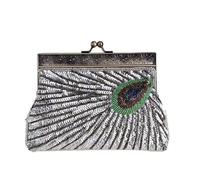 Generisch Borsa da sera da donna di lusso pavone pochette borsa da sera borsa da sposa borsa a tracolla, argento