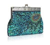 Generisch Borsa da sera da donna di lusso pavone pochette borsa da sera borsa da sposa borsa a tracolla, Blu