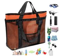 Generisch Borsa da spiaggia da donna, grande capacità, leggera, impermeabile, borsa a rete per piscina, per viaggi, gite al lago, crociera, picnic all'aperto, Colore: arancione., Siehe Beschreibung