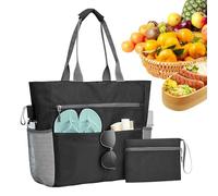 Generisch Borsa da spiaggia impermeabile con scomparto per monete | Borsa da spiaggia pieghevole per escursioni, per donne, mamma, moglie, fidanzata, attività all'aperto, fitness, campeggio