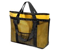 Generisch Borsa da spiaggia per donne, borsa da viaggio in rete, resistente alla sabbia, con moschettone, leggera, per il trucco e la coperta, giallo., vedi descrizione