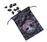 Generisch Borsa per carte dei tarocchi, in flanella, con coulisse, motivo lunare, per carte e , organizer per mazzi di oracoli per dadi di rune, gemme, lettura dei tarocchi e uso, multicolore