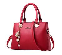 Generisch Borsa per la spesa da donna, alla moda, borsa da donna, borsa a tracolla, in pelle, leggings da donna, con tasche, taglie grandi (Wine, taglia unica)