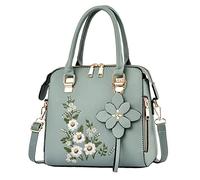 Generisch Borsa ricamata alla moda per una semplice borsa a tracolla One Shoulder di mezza età borse a tracolla 20 l, verde, taglia unica