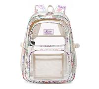 Generisch Borsa scolastica trasparente con grande capacità per studenti, non assorbe acqua, da spiaggia, in plastica, doppia borsa a tracolla, zaino, bianco, Einheitsgröße, Zainetto
