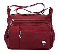 Generisch - Borse a tracolla singolo, a tracolla impermeabile, ambasciatore, in nylon, da donna, grande fantasia (Wine, L)