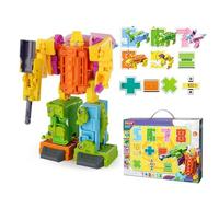 Generisch Bots educativi con numeri - Set di giocattoli matematici in età prescolare, robot dinosauro che trasforma i personaggi educativi, set di attività di conteggio interattivo per bambini, set di