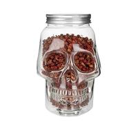 Generisch Bottiglia per bevande con teschio, 500 ml/800 ml, riutilizzabile, decorazione spaventosa con coperchio, contenitore per sale marino, per cucina, appartamento, tavolo, esterni, campeggio, bar