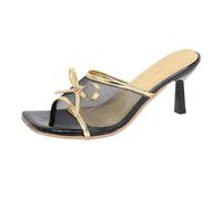 Generisch Bow-Adorned Mesh High Heel Sandalias Mini TacóN, sandali aperti, in rete, traspiranti, con tacco alto, leggeri, sandali estivi per feste e matrimoni per tutti i giorni, gold, 41 EU