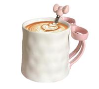 Generisch Bow Mug Pink Bow Coffee Mug 9,2 cm | Ceramic Cup with Handle And Coffee Spoon, Cute Ribbon Cup For Hot Chocolate, Cofee, Tea, Hot Drinks, Kitchen, Home, Gift Idea