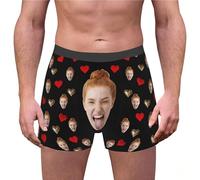 Generisch Boxer da uomo con croce Custom for Men Personized Funny Photo Customized Underwear Briefs for Husband Retro Mutande da uomo, Blu marino, L