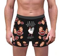 Generisch Boxer da uomo con croce Custom for Men Personized Funny Photo Customized Underwear Briefs for Husband Retro Mutande da uomo, Nero , L