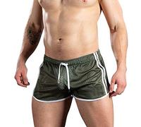 Generisch Boxer da uomo + costume da bagno in rete trasparente, ad asciugatura rapida, mini sottoveste traspiranti, fishnet, pantaloncini corti da allenamento, fitness, pantaloncini da bagno, verde