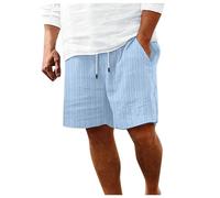 Generisch Boxer da uomo, in cotone, con tasche, per il tempo libero, da spiaggia, per attività estive, da uomo, a gamba lunga, da palestra, Blu, M