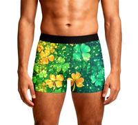 Generisch Boxer da uomo Patrick's Green Shamrocks, mutande comode e fresche, elasticizzate, traspiranti, morbide, per sport e viaggi, 01 verde., L