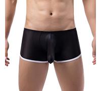 Generisch Boxer da uomo, sexy, elefante, bulge, biancheria intima a vita bassa, traspiranti, con fori a maglia, in tinta unita, un regalo per il mio amico, Nero , XXL