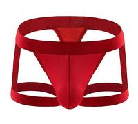 Generisch Boxer da uomo, traspirante, biancheria intima elastica, traforata, morbida, sessuale, stimolante, retrò, elefante, bulge, un regalo per il mio amico, Colore: rosso, M