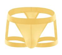 Generisch Boxer da uomo, traspirante, biancheria intima elastica, traforata, morbida, sessuale, stimolante, retrò, elefante, bulge, un regalo per il mio amico, gold, L