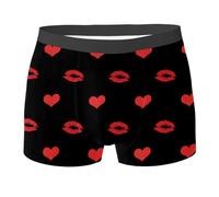 Generisch Boxer Uomo Intimo Cuore Stampa per San Valentino Alta Elasticità Mutande Stampate Cotone Seta Ghiaccio Confortevole Modal Trunk Hipster Personalizzato Allungamento Mutande Uomo