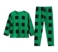 Generisch Boys Pajamas Set per bambini primaverili e autumn Long Boys and Girls Winter Bottom Warm Pajamas Set, verde, 130/7T