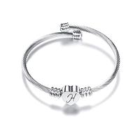 Generisch Bracciale a forma di cuore in acciaio inox, 26 lettere, lega, Senza Gemstone