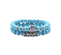 Generisch Bracciale Ciondoli Coppia Ciondoli Gioielli Gufo in Naturale Vulcanico Spilla Rossa E Braccialetto di Coppia Versatile Bracciale Uomo Nonna Diversi Gioielli, Taglia unica, Acrilico