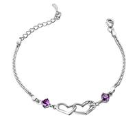 Generisch Bracciale da damigella d'onore Simple Adjustable Bangle Love Heart Bracelets For Womens Girls Cubic Zirconia Birthstone Bracciale da donna lettera R, Taglia unica, lega di zinco, Nessuna