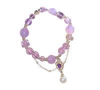 Generisch Bracciale da donna con incisione nera in ametista con colori contrastanti A Of And Delicate Charm A For Friends Wisteria Flower Bracelet. Orologio da polso turchese, Taglia unica, Cristallo