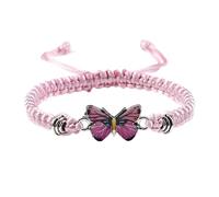 Generisch Bracciale da donna regolabile in argento con cordino regolabile, braccialetti a farfalla per donne, graziosi braccialetti a farfalla, Taglia unica, Rocca di filo, Nessuna pietra preziosa