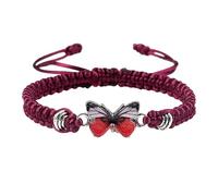 Generisch Bracciale da donna regolabile in argento con cordino regolabile, braccialetti a farfalla per donne, graziosi braccialetti a farfalla, Taglia unica, Rocca di filo, Nessuna pietra preziosa