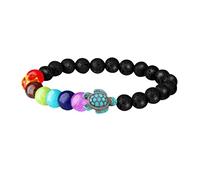 Generisch Bracciale da polso con anelli regolabili intrecciati, tartaruga, messaggi naturali da donna, Taglia unica, Pietra naturale