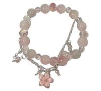 Generisch Bracciale di perle con lettere elegante e dolce ciliegia a farfalla, per donne in Peach Chain Bracelet Bracciale da uomo 585, Taglia unica, plastica ABS, Nessuna pietra preziosa