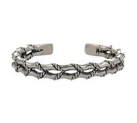 Generisch Bracciale di perle per bambini, in argento antico, placcato in argento, largo, per uomo e donna, regolabile in stile retrò, Taglia unica, Metallo, Senza Gemstone