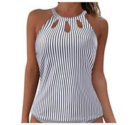 Generisch Bracciale digitale per ragazzi e donne, top bikini con lacci, fermaglio, copertura completa, push-up, top senza pancia, fascia posteriore, costume da bagno top, bianco, XL
