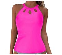 Generisch Bracciale digitale per ragazzi e donne, top bikini con lacci, fermaglio, copertura completa, push-up, top senza pancia, fascia posteriore, costume da bagno top, rosa intenso, XL