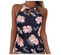 Generisch Bracciale digitale per ragazzi e donne, top bikini con lacci, fermaglio, copertura completa, push-up, top senza pancia, fascia posteriore, costume da bagno top, Colore: rosa., L