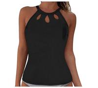 Generisch Bracciale digitale per ragazzi e donne, top bikini con lacci, fermaglio, copertura completa, push-up, top senza pancia, fascia posteriore, costume da bagno top, Nero , XXL