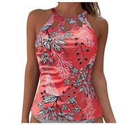 Generisch Bracciale digitale per ragazzi e donne, top bikini con lacci, fermaglio, copertura completa, push-up, top senza pancia, fascia posteriore, costume da bagno top, Colore: rosso, XXL