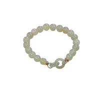 Generisch Bracciale Donna Bambini Grado Imitazione Jade Bracciale Fibbia Bracciale Femminile Elastico Corda Bracciale Orologio Da Polso Con Sveglia, gold, misura unica