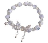 Generisch Bracciale donna lettera M cinese giada perlina bracelet for Her Wife Grandpa Mother Father Daily Wear Bracciale in plastica, Taglia unica, resina, Nessuna pietra preziosa