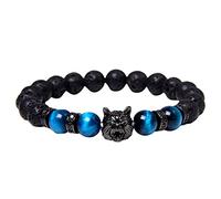Generisch Bracciale in acciaio rodonite gioielli testa di lupo con perline rotonde Bracciale in occhio naturale Bracciale in perle di San Valentino Colori Preziosi Nonna Mm Anelli, A, Pietra