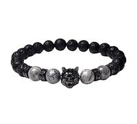 Generisch Bracciale in acciaio rodonite gioielli testa di lupo con perline rotonde Bracciale in occhio naturale Bracciale in perle di San Valentino Colori Preziosi Nonna Mm Anelli, A, Pietra