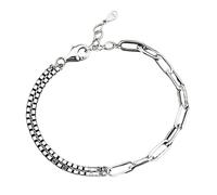 Generisch Bracciale in argento Sterling 925 per donne e adolescenti Love Heart Charm Chain Bracelet Bangle Fashion Jewelry Bracciale da uomo in argento, Taglia unica, Rame, Nessuna pietra preziosa