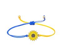 Generisch Bracciale in cera blu speranza braccialetto intrecciato e amicizia unità di amicizia Ucraino girasole giallo orologio da polso cinturino in pelle marrone (multicolore, taglia unica)