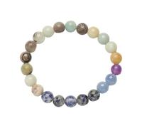 Generisch Bracciale in silicone bianco Star Bracelet Eight Planets Natural Stone Bracelet Unisex Beaded Bracelet, 8 mm Natural Stone Tooth Fitness Bracciale, Taglia unica, Cristallo artificiale
