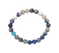 Generisch Bracciale in silicone bianco Star Bracelet Eight Planets Natural Stone Bracelet Unisex Beaded Bracelet, 8 mm Natural Stone Tooth Fitness Bracciale, Taglia unica, Cristallo artificiale