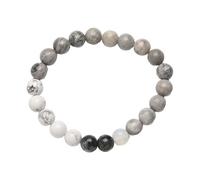 Generisch Bracciale in silicone bianco Star Bracelet Eight Planets Natural Stone Bracelet Unisex Beaded Bracelet, 8 mm Natural Stone Tooth Fitness Bracciale, Taglia unica, Cristallo artificiale