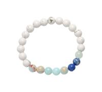 Generisch Bracciale in silicone bianco Star Bracelet Eight Planets Natural Stone Bracelet Unisex Beaded Bracelet, 8 mm Natural Stone Tooth Fitness Bracciale, Taglia unica, Cristallo artificiale